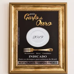 Certificado do Guia Garfo de Ouro 2019: Restaurante Tempero Fresco, indicado entre os destaques gastronômicos do Brasil